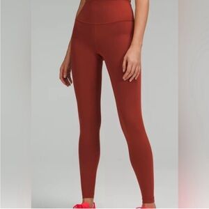 lululemon athletica Women's Orange/rust Red Leggings 6 Wunder train pockets